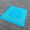 Used 80s~ Turquoise Blue Vintage Made In USA Bandana