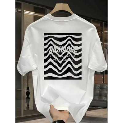 European Size Heavyweight Pure Trendy Print Short-Sleeve T-Shirt for Men, New Summer Casual Style, Loose Fit, Versatile Top In Large Sizes