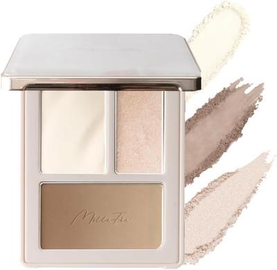 MilleFee Cheat Face Contour Palette (01 False Warm) Highlighting, Shading, Matte Highlight, Nose Shadow, 3D, Small Face, Yellow-Based