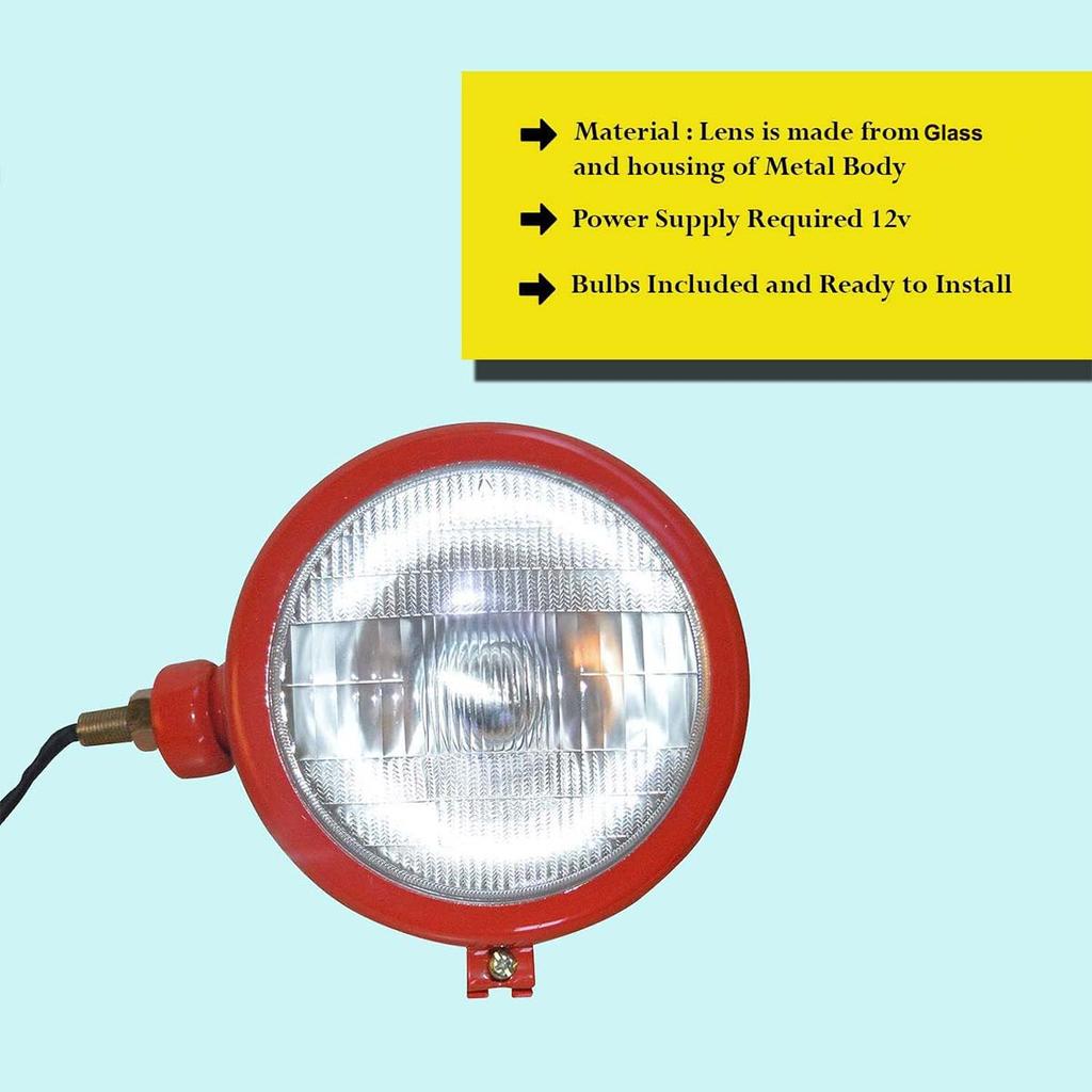 APSMOTIV Red Headlights Assembly with 12v Bulbs Compatible With David Brown 700 800 900 1200 1400, Massey Ferguson 35 35X 65 765