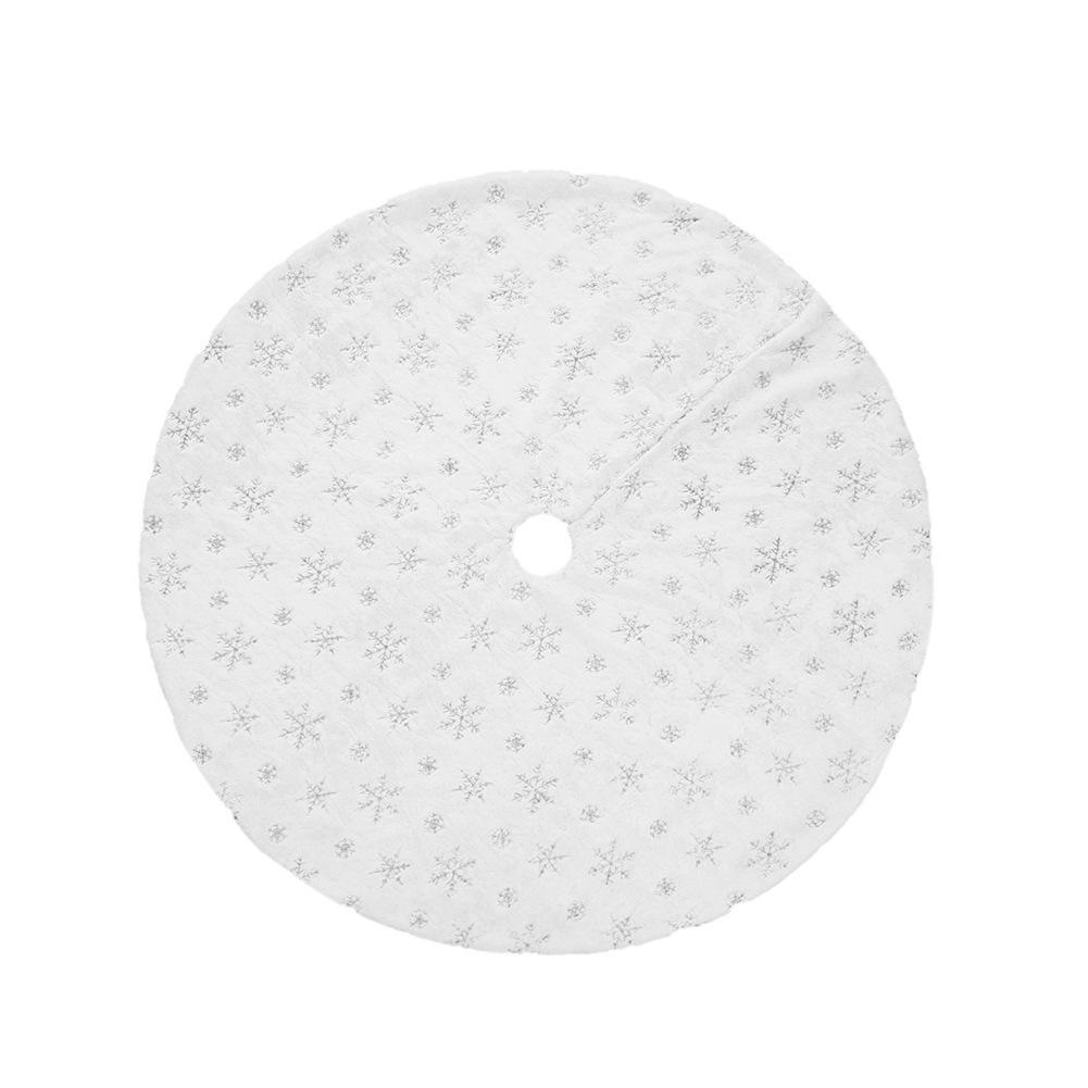2026 White Plush Sequin Embroidered Snowflake Christmas Tree Skirt (90-122cm)