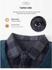 Plus Size Men's Thick Knit Sweater, Velvet Lined, Two-Piece Look, Middle-Aged Loose Fit