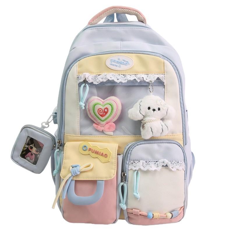 New Japanese High Value Ins Pain Pack Junior and Senior High School Students' Backpacks  Cute Contrast Color Large Capacity Backpacks.