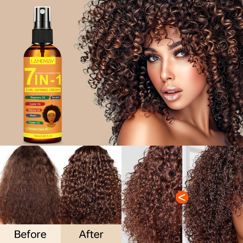 7 in1 Curl Defining Spray-24H Permanent StlyingFluffy And Lightweight-Gentle And Non-irritating-Suitable For All Hair Types, 100ml