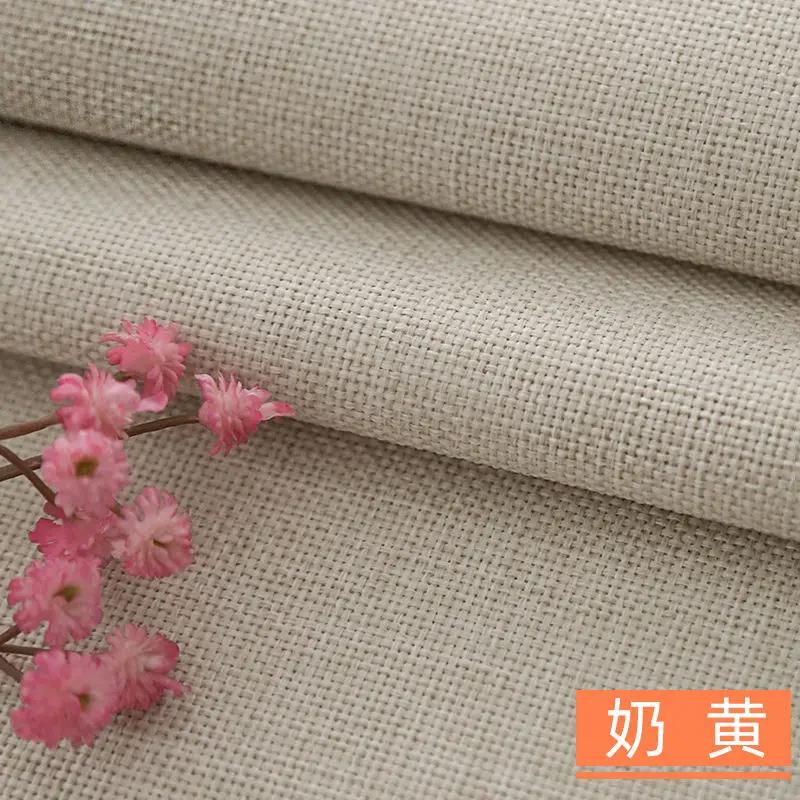 Thickened Cotton Linen Fabric Plain Weave Bamboo By The Meter for Sofa Bags Tablecloths Curtains DIY Sewing Cloth Wearable Black