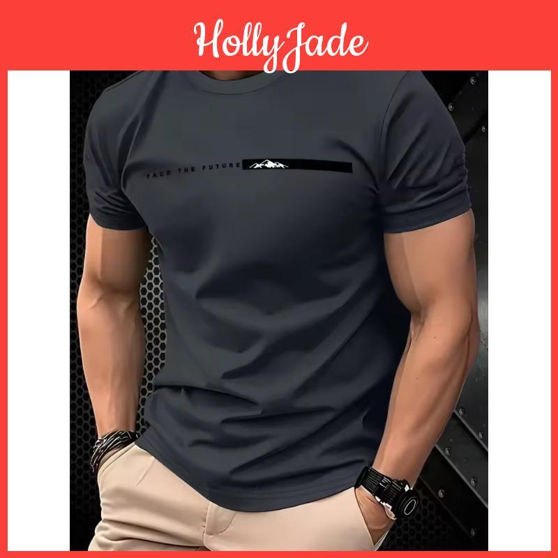 Mens Loose Casual Sports Summer Oversized Simple Letter Pattern Printed Round Neck Short Sleeved 3d Tshirt Top