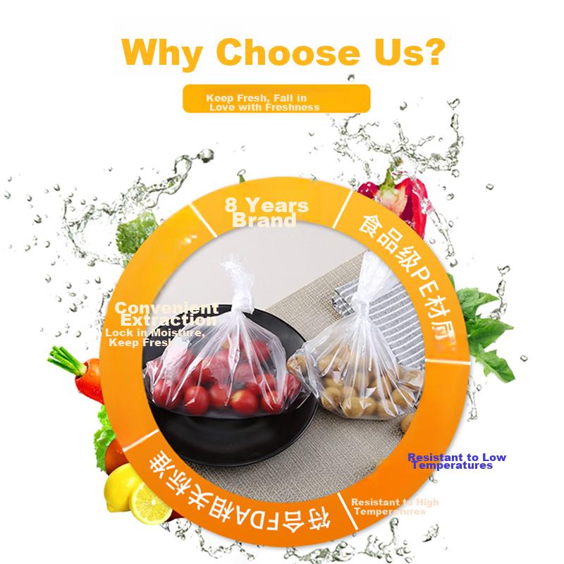 Jinghuisichuang Food Storage Bags [Thickened PE Material, 35*25cm, 300 Pieces] Supermarket Roll Food Storage Bags JH0127