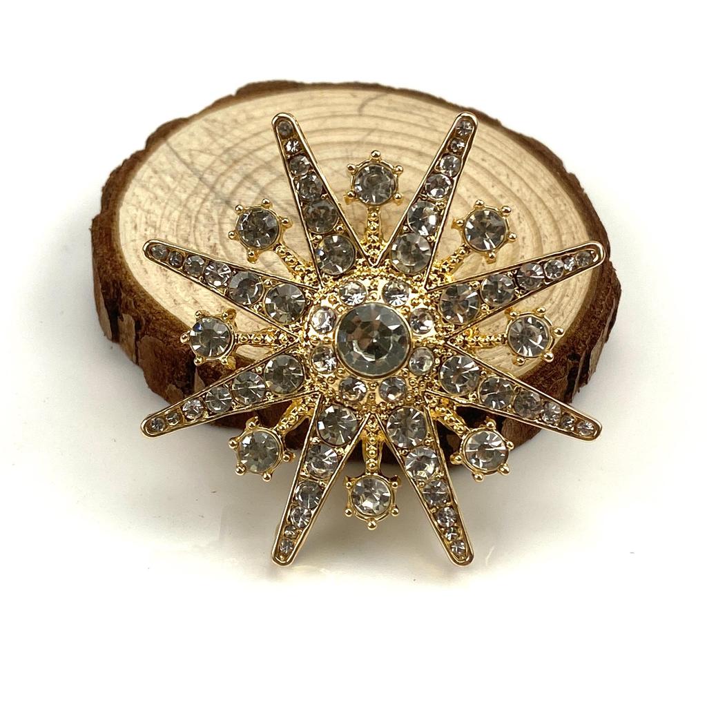 Gedi Star Brooch: Japanese & Korean Eight-Pointed Diamond Snowflake Pin for Women