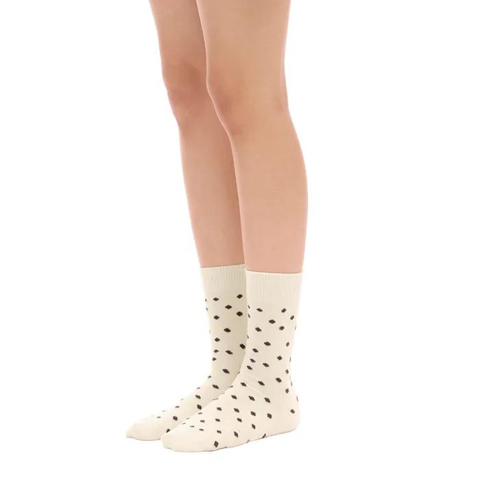 signature classic socks, dot print_oatmeal milk