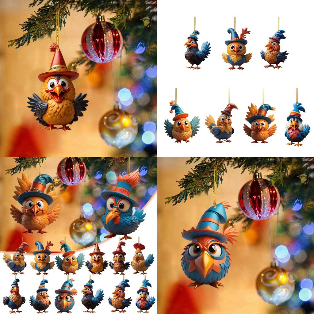 Colorful Acrylic Turkey Car Ornament Festive Christmas Tree Decoration For Home