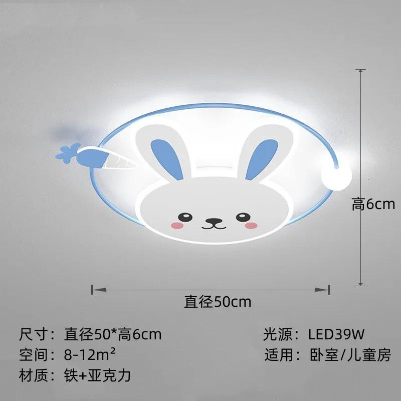Nordic Children's Crescent Moon White Rabbit Ceiling Lamp Chandelier for Kids Room LED Lighting Home Decor Study Attic
