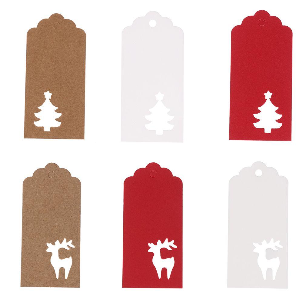 Xmas Tree DIY Kraft Paper Christmas Decoration Gift Box Tag Candy Bag Sticker Gifts Package Label