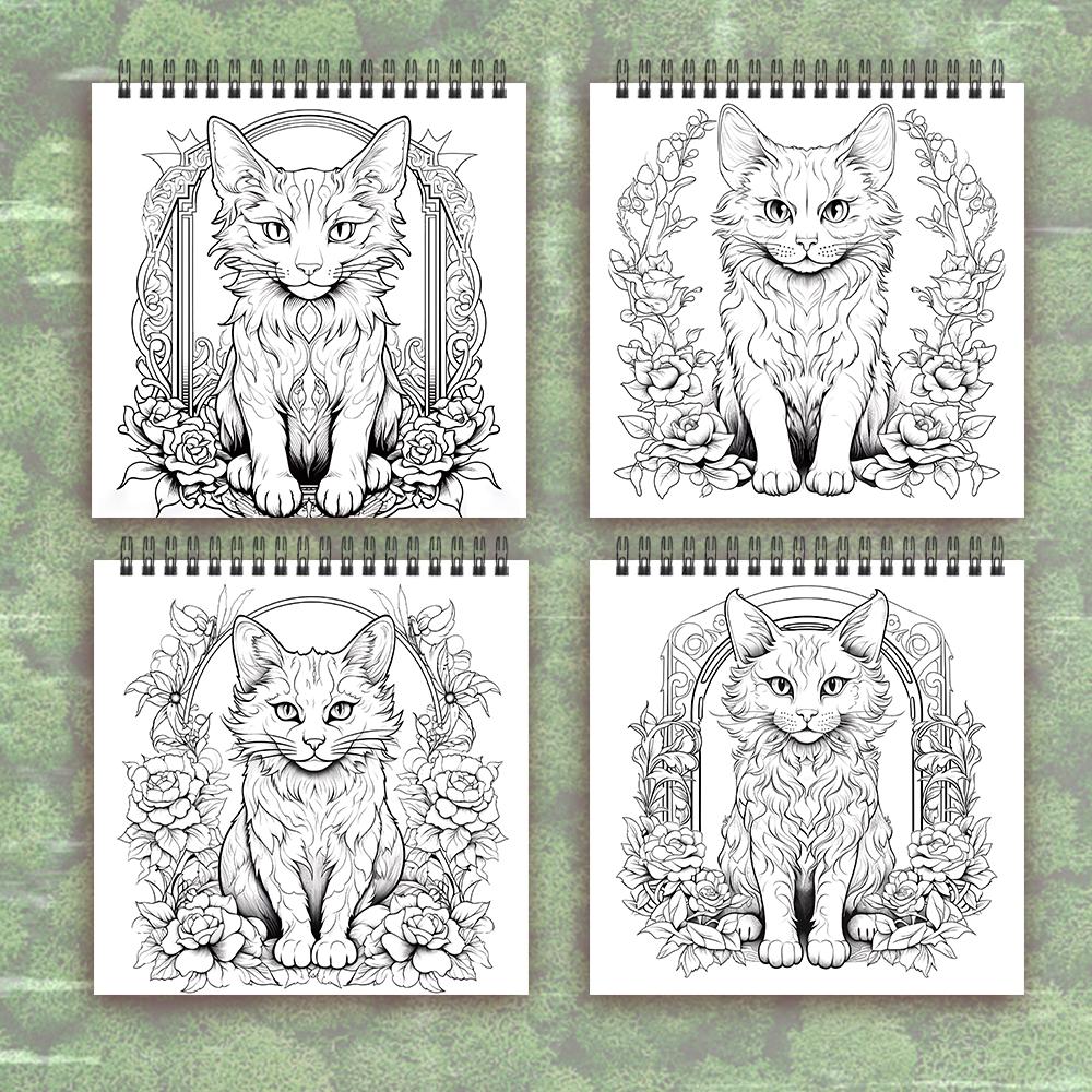 Adult coloring book - 30 Sheets Women's spiral coloring book, 8.3x 8.3 inches, drawing book, birthday gift, holiday party gift