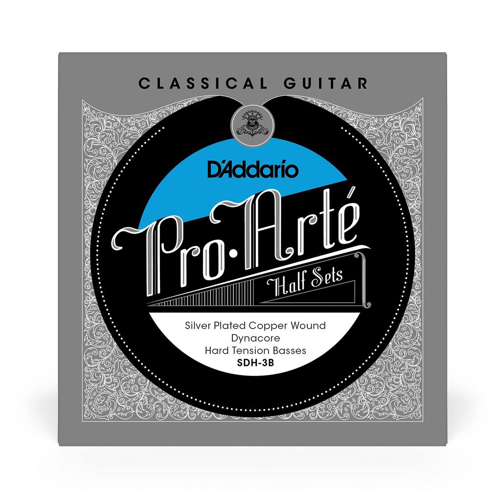 ProArte Classical Guitar Half Dynacore Silver Plated Copper Hard Bass Strings D'Addario Strings, Set, SDH-3B