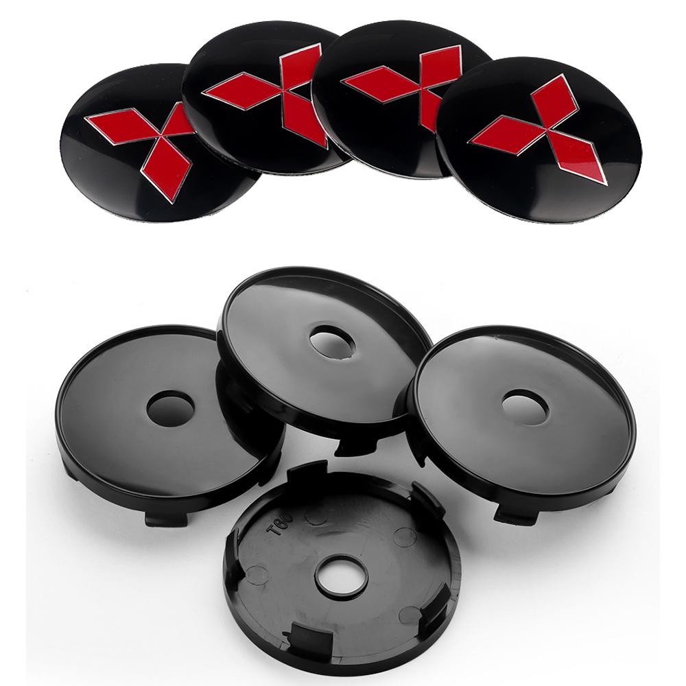 4PCS 56/60mm Car Styling Wheel Center Hub Caps Rim Cover Badge Emblem Sticker For Mitsubishi Lancer Asx Outlander 3 L200 Pajero