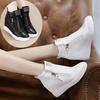 2025 New High Top Women Sneakers Autumn Winter Hidden Heel Casual Shoes Side Zip Women White Platform Wedge Rivet Shoes