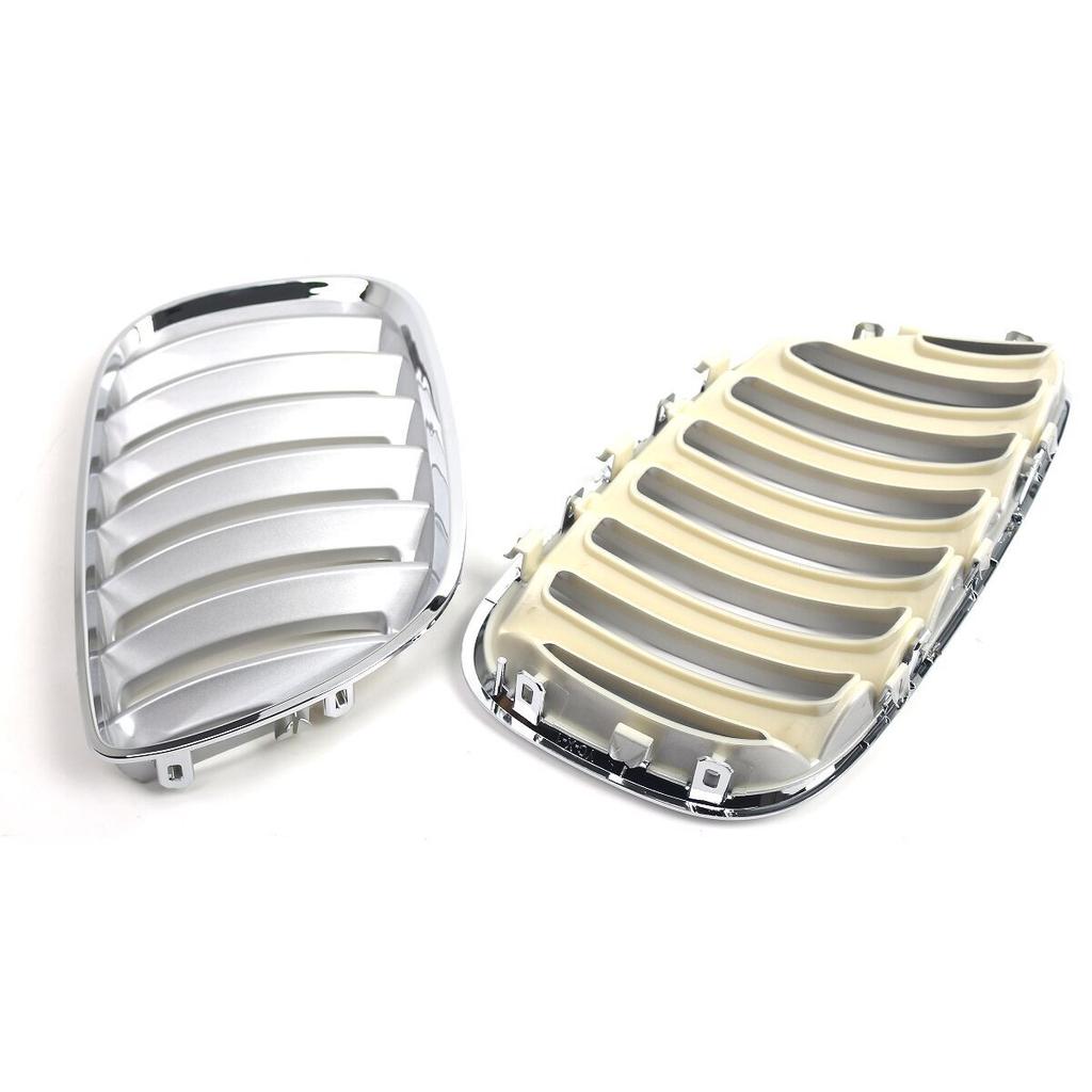 1Pair Car Front Hood Bumper Kidney Grille Grill Single Line Chrome Black For BMW X5 E53 2004 2005 2006 51137113733 51137113734