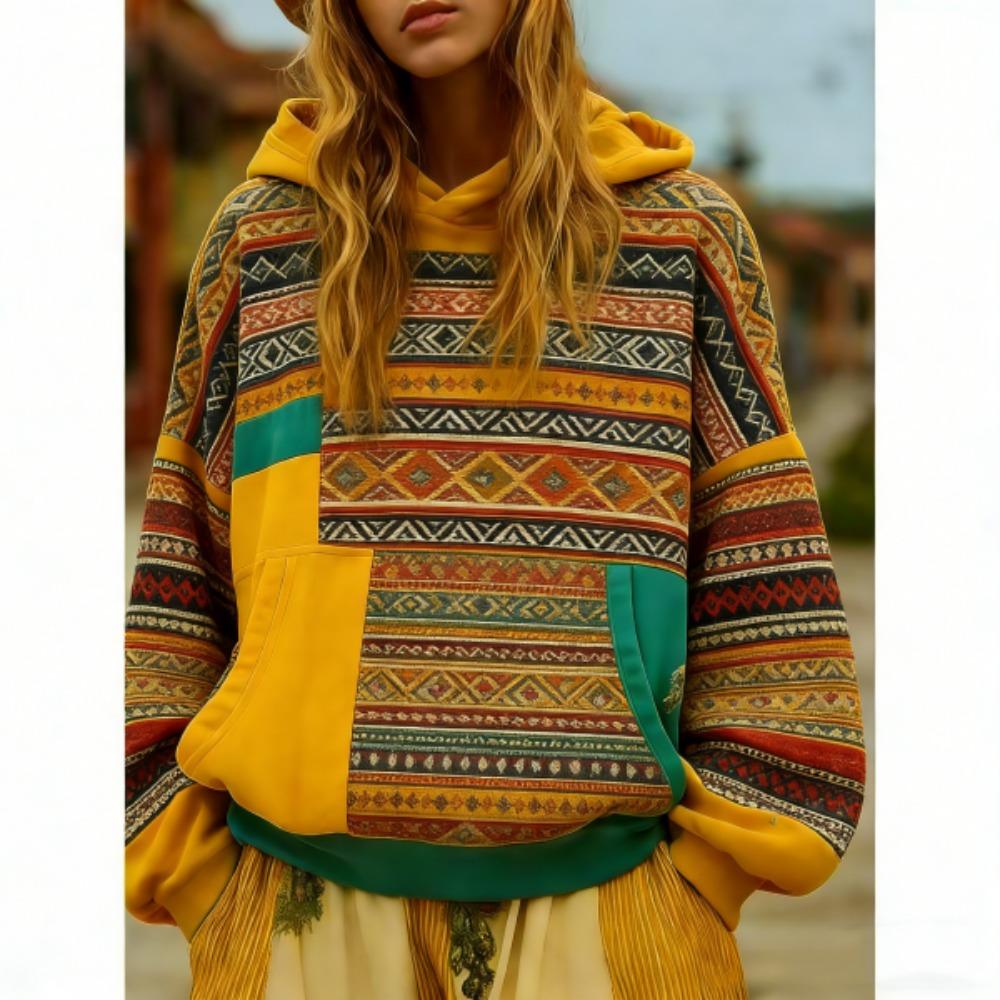 European and American Retro Street Style Print Women's Hoodies Women Casual Streetwear Sweatshirt Women Clothing Top