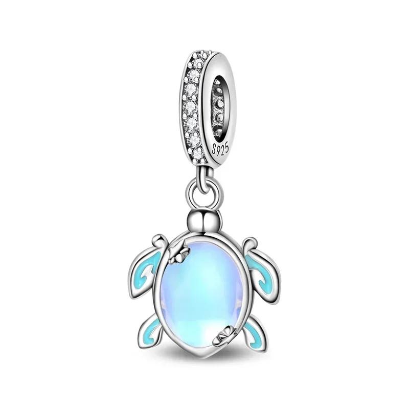 Sparkling Purple Charms 925 Silver Jellyfish Birthday Pendant Bead Compatible Original Bracelet DIY Jewelry Accessories