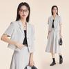 Beige Women's Slim Fit Short-Sleeve Suit Jacket - Petite 2025 Spring Collection