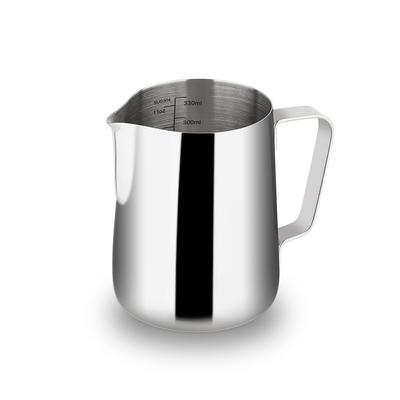 Watchget Milchkännchen, Milchkännchen, Latte-Art-Krug, Milchaufschäumer, Krug, Espresso-Dampfkrug, Edelstahl, abgestufte Latte-Art-Cappuccino-Tasse, Silber