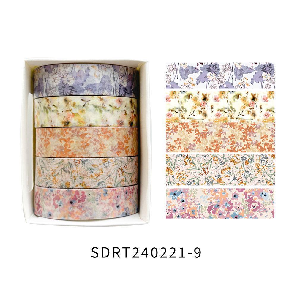 

Spring Romance Floral Washi Tape Set: 5 Rolls of Pastoral Print for Journals