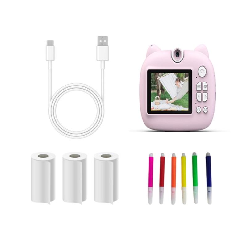 

Children s Instants Print Camera 180° Swivels with 48MP Video Fun Filters for Boys and Girls Ages 3 to 12 Festival Present розовый