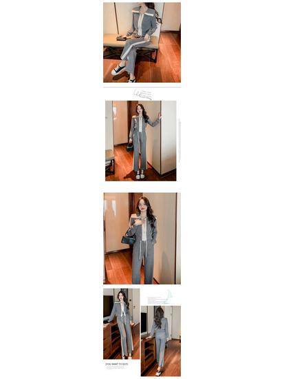 Autumn Winter Women's Fashion Casual Two-Piece Set: Stylish Cardigan Jacket & Wide-Leg Pants