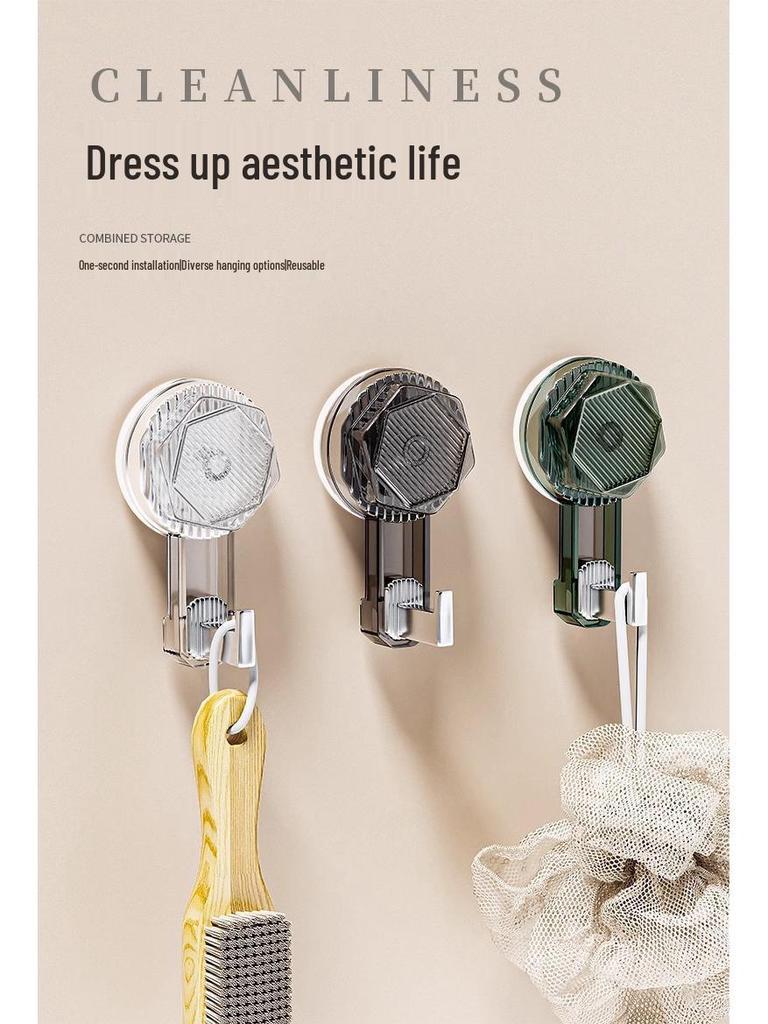 Rotating Suction Cup Hook: No-Drill, Strong Load-Bearing for Kitchen, Bathroom, or Shower Use