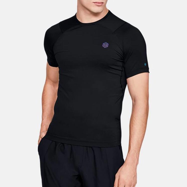 Under Armour HeatGear Compression Solid Crew Neck T-Shirt Men Tops Black 1353449-001