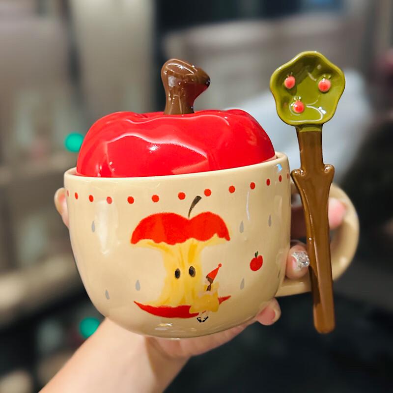 

Cute Apple Ceramic Mug with Lid and Spoon