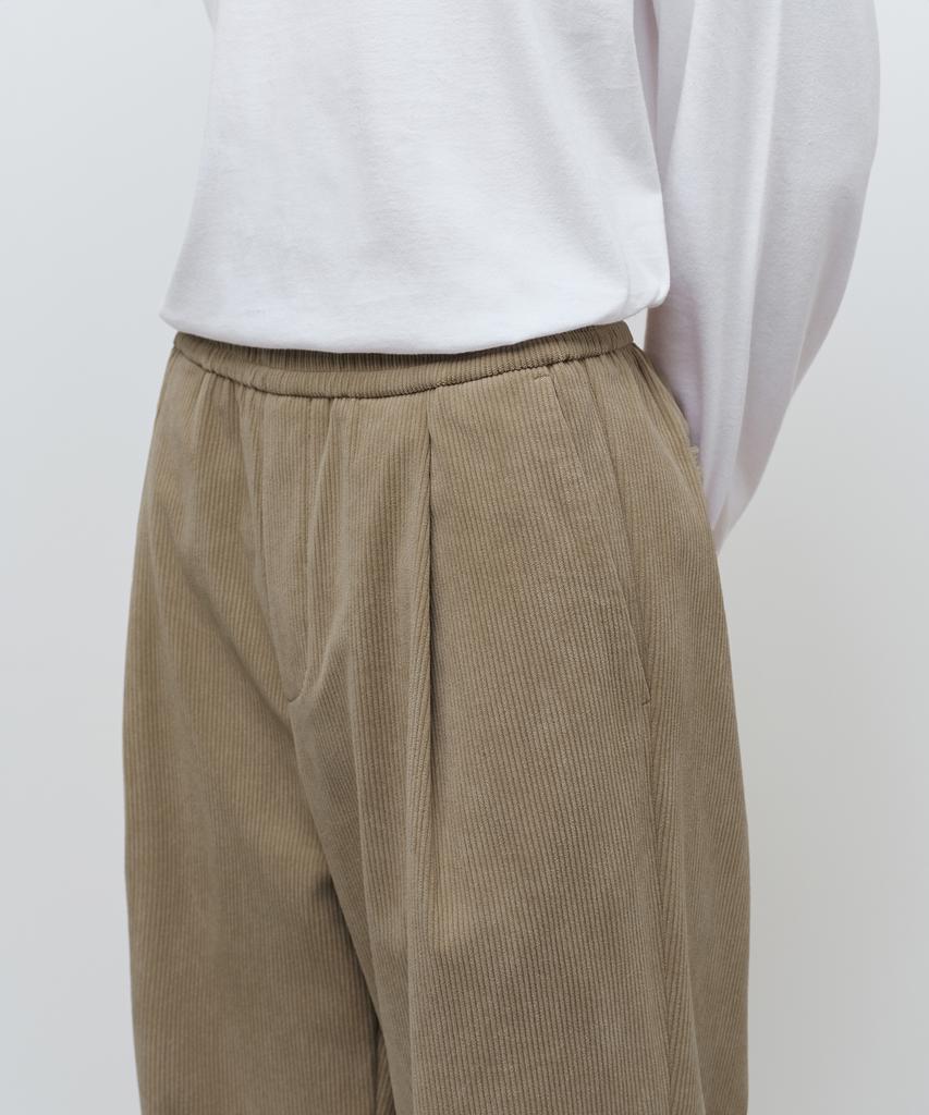MUSINSA STANDARD 8W Corduroy One-Pleat Wide Elastic Pants [Beige]