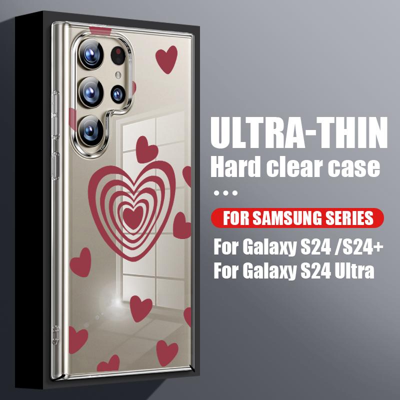 Cartoon Hearts Pattern Clear Phone Case For Samsung Galaxy S26 S25 S24 S23 Ultra S22 Plus S25 FE A56 A36 A26 A55 A54 A15 Cover