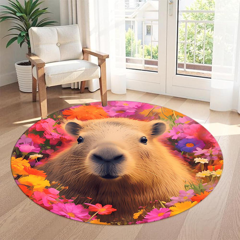Capybara1 Round Area Rug Design for Kitchen Living Rooms Entryway Decorate room Antislip Round Carpet Office home decor Wedding Party Gift