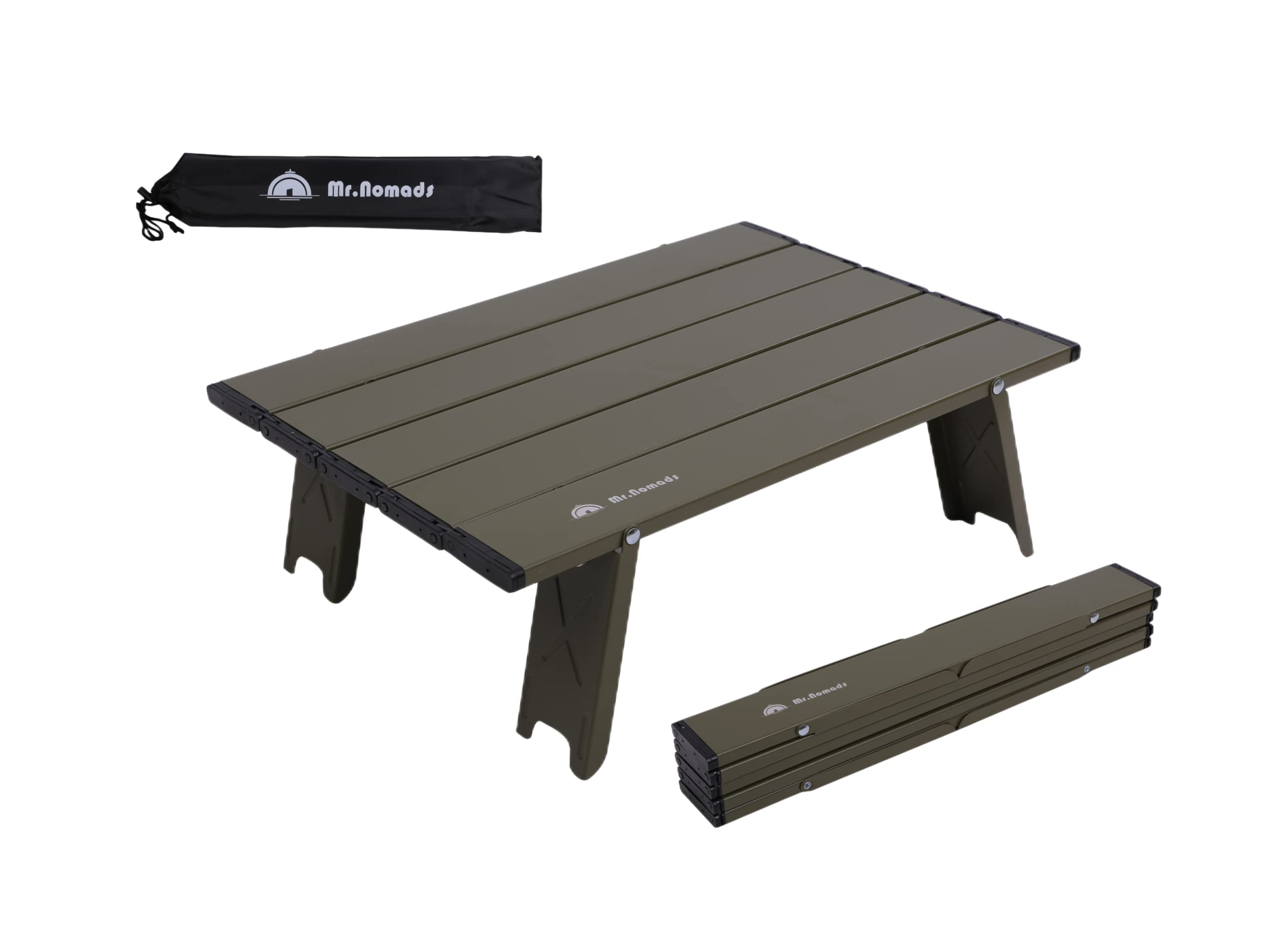 

Camping Table Compact Folding Load Capacity 30Kg Aluminum Roll Table Outdoor Hiking BBQ [MR. NOMADS] [Ultra Light] (TB001 Olive)