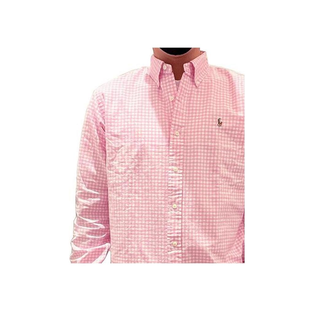 Polo Ralph Lauren Plaid Print Single-Breasted Casual Long Sleeve Shirt Men shirts Pink 710813021-005
