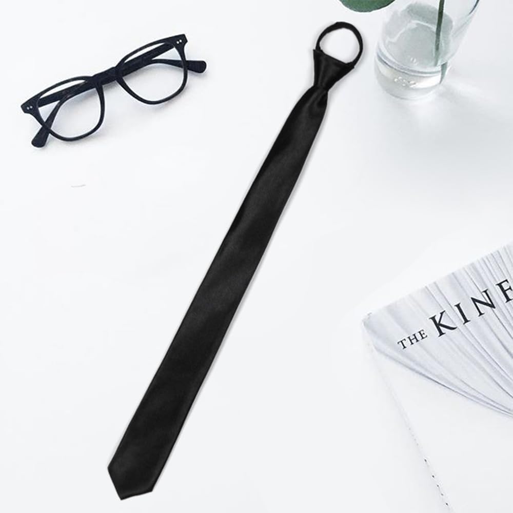 [QIKEJI] Black Tie for Funerals, Formal Wear, Etc. Perfect for Funerals, Weddings, Job Interviews, and Other Formal Occasions. Easy To Put On and