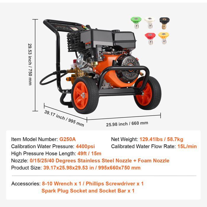 Pressure Washer - DUOKU - G250A - 4400 PSI - 15 L/min - Copper Pump