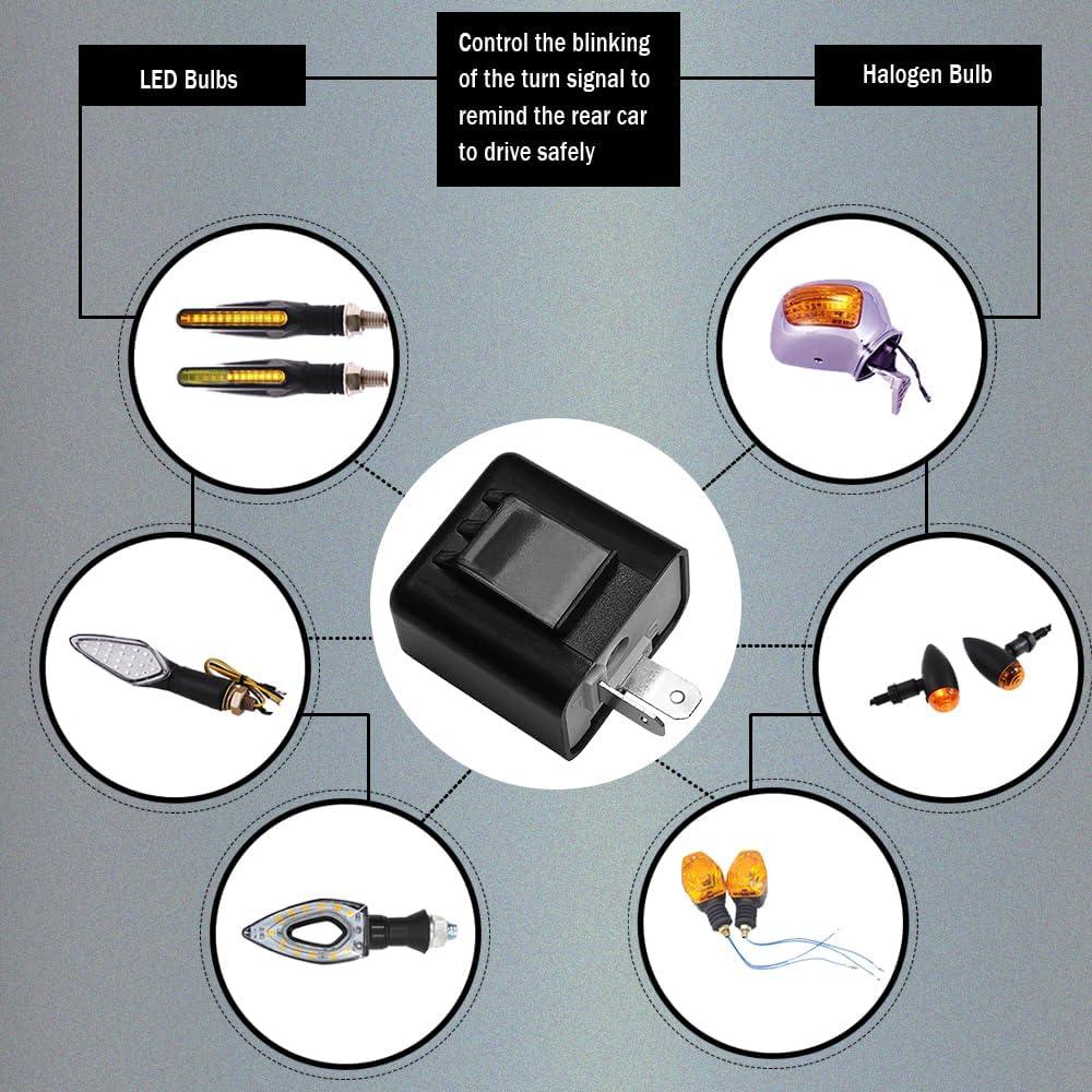 1pcs 2-Pin Black LED Flasher ,Relay Universal Adjustable of Turn Signals Blinker Indicator Relays for Motorbike Motorcycle Accessories