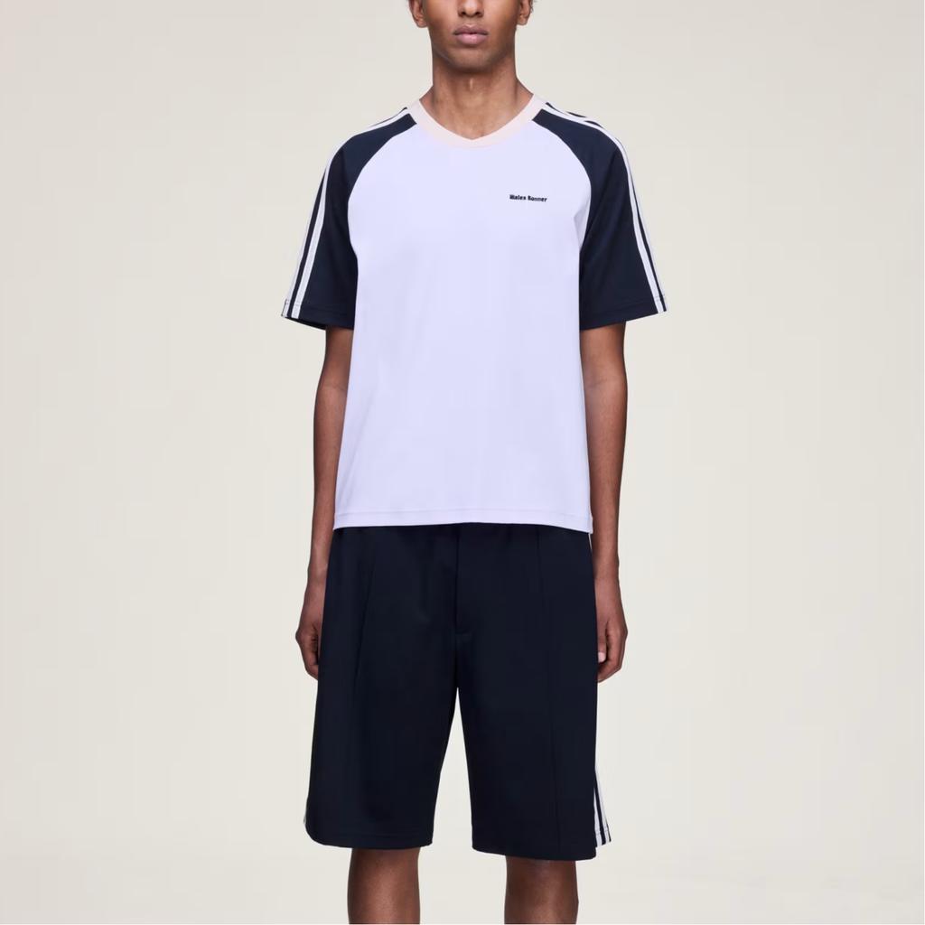 adidas Originals X Wales Bonner Striped Spliced Sports Short Sleeve T-Shirt Women Tops KD0337