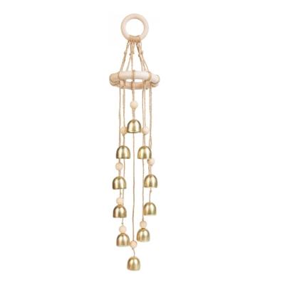 Wood Garden Wind Chimes Golden Bells Ornaments For Patios Balcony Decoration Harmonious Tones