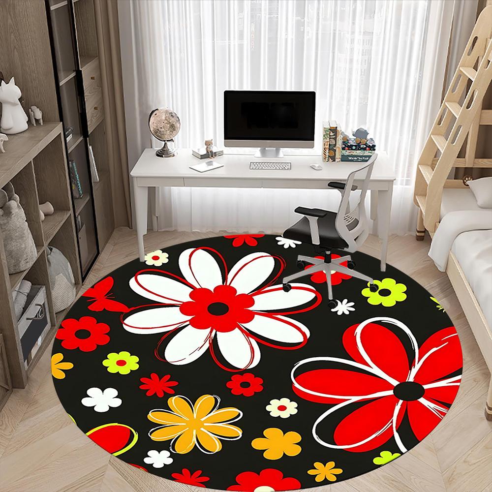 1pc Floral Pattern Chair Carpet for Office - Durable, Ideal for Chair Mats, Stylish & Functional Decorative Rug Yy260130037