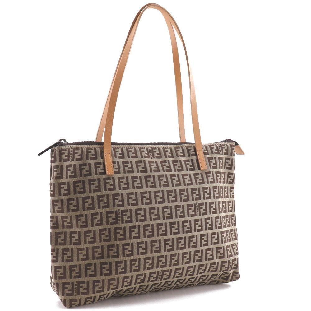 FENDI Zucchino Tote Bag 8BH022 Brown canvas Women Used