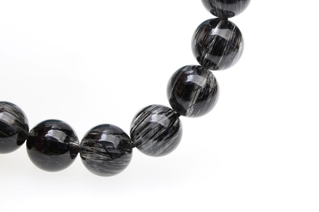 Black Rutilated Quartz Power Protection from Good Brazilian Natural Prayer Beads Black Rutilated Quartz [K.KOUOKU] Bracelet, Stone, Evil, Luck, Stone,