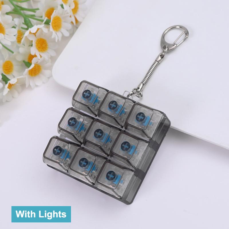 9 Keys Led Keyboard Key Toy Mechanical Keyboard Axis Tester Stress Relief Diy Fidget Button Keycap Fidget Keychain Toys Gift