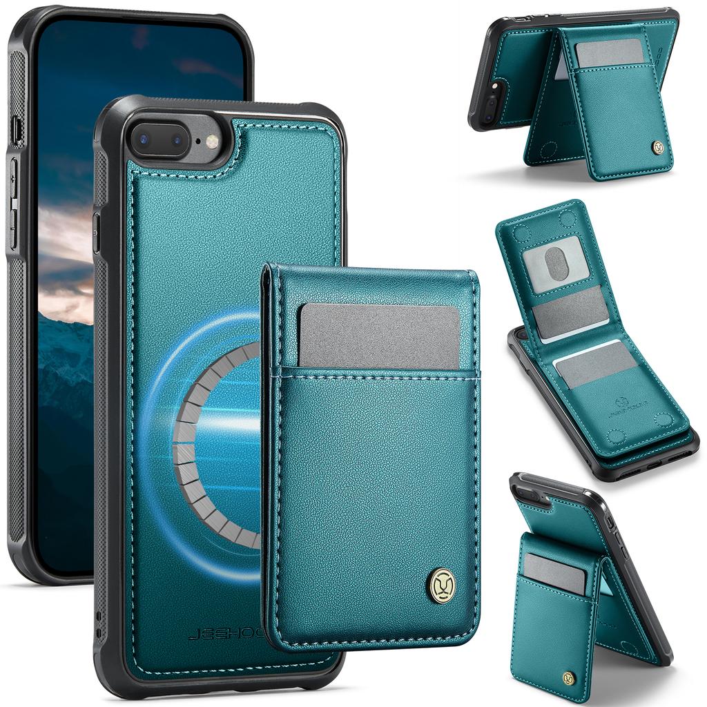 Do iPhone 8 Plus 5,5 cala/iPhone 7 Plus 5,5 cala Skórzane Tylne Etui Kompatybilne z MagSafe JEEHOOD J06 Etui na Telefon z Kieszonką na Karty Blokowanie RFID