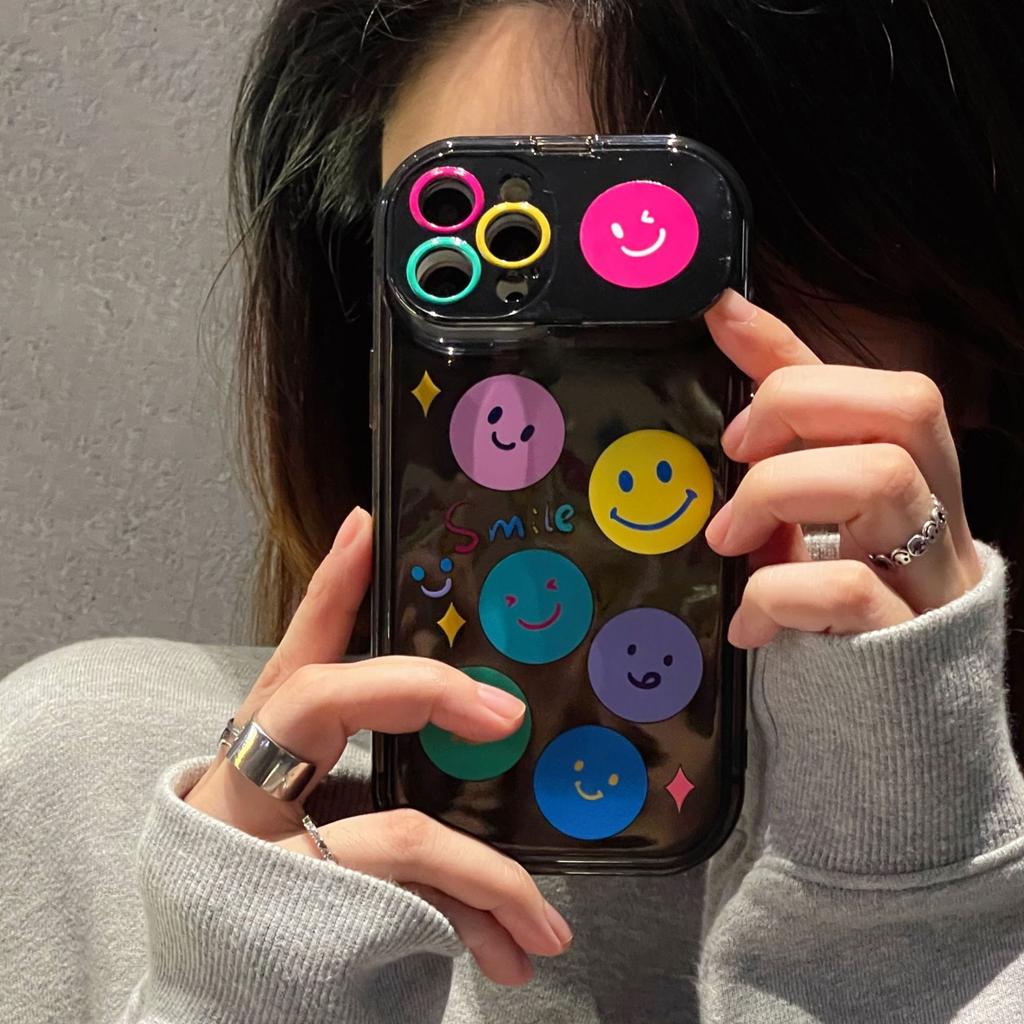 Zhao Ruth Ins Color Smiley Pendant for iPhone14/13Pro Max Mobile Phone Case Apple 15/12 Soft