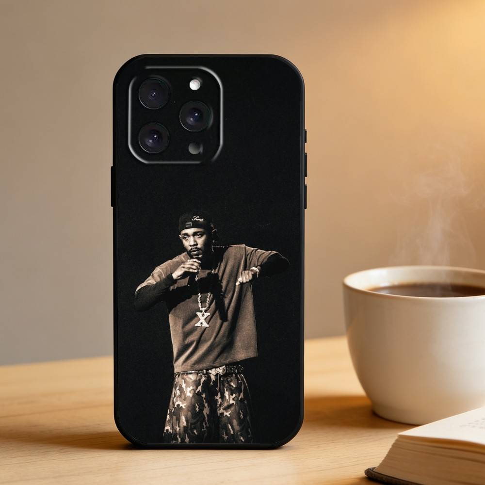 Custodia per Telefono K-Kendrick Lamar Rapper Per iPhone 17 16 15 14 13 12 Max Plus Copertura Nera in Silicone