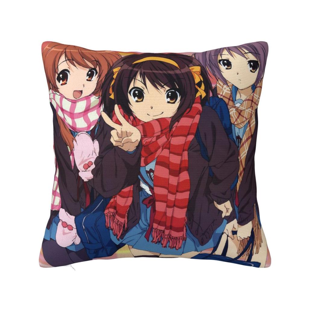 The Melancholy Of Haruhi Suzumiya Anime Square Pillowcase Cushion Cover Pillow Case Throw Pillow Cover for Home Bedroom Car