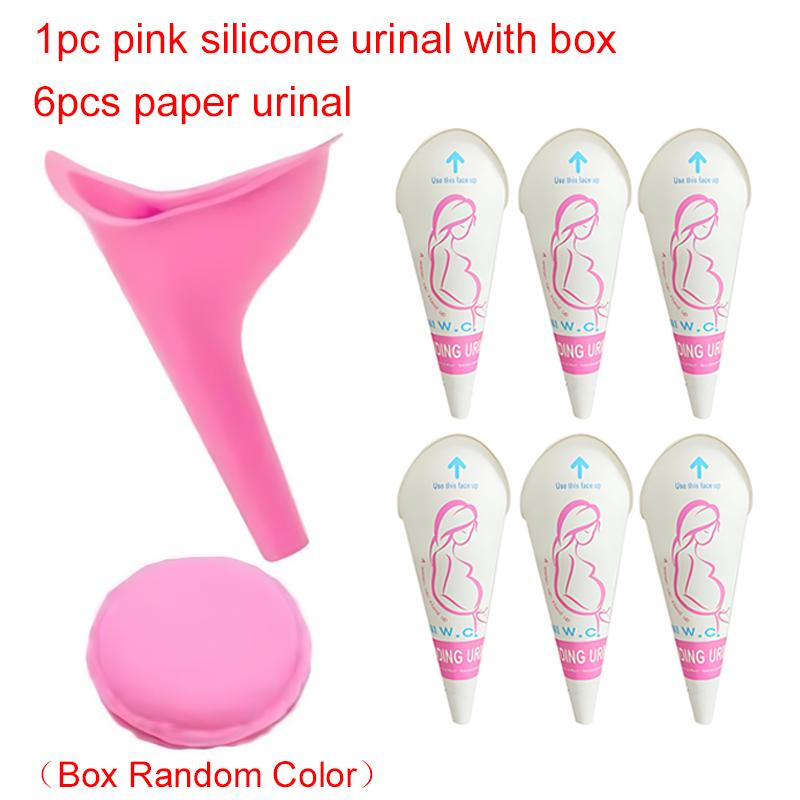 

1PC Silicone Urinal with Storage Box 6/12PCS Paper Urinal Squatting Free Clean Hygienic Travel Camping Hotel Pregnancy Usage ZYF